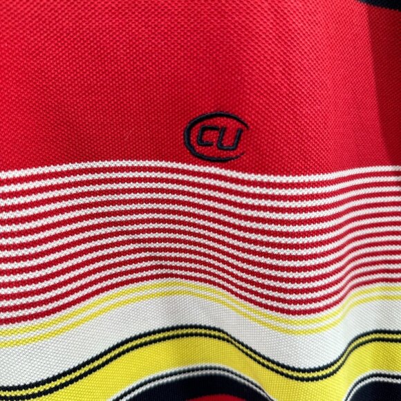 CU‎ Sportswear Mens Polo Shirt 3XL Red Yellow Striped Pullover Short Sleeve - Picture 3 of 11